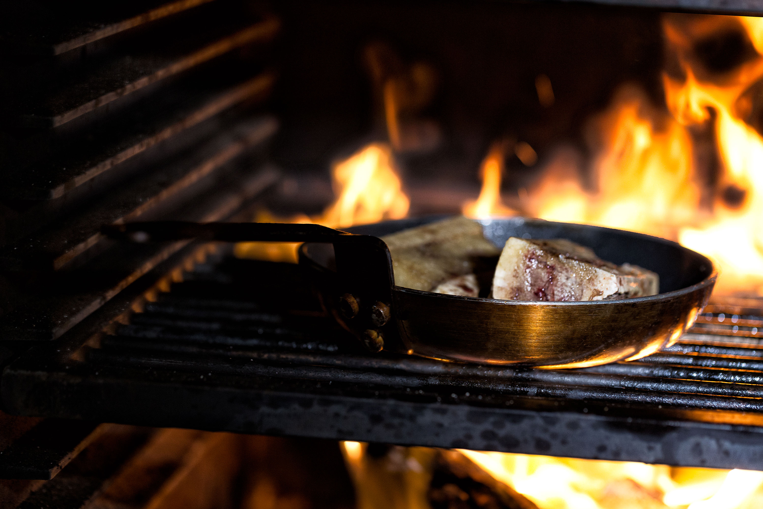80% of cooking is done in our charcoal oven using natural apple wood